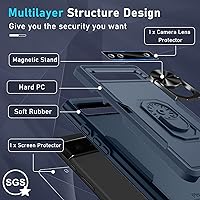 Vista 4 de Janmitta Funda para Google Pixel 6a con protector de pantalla + protector de lente de cámara, resistente a prueba de golpes, funda protectora