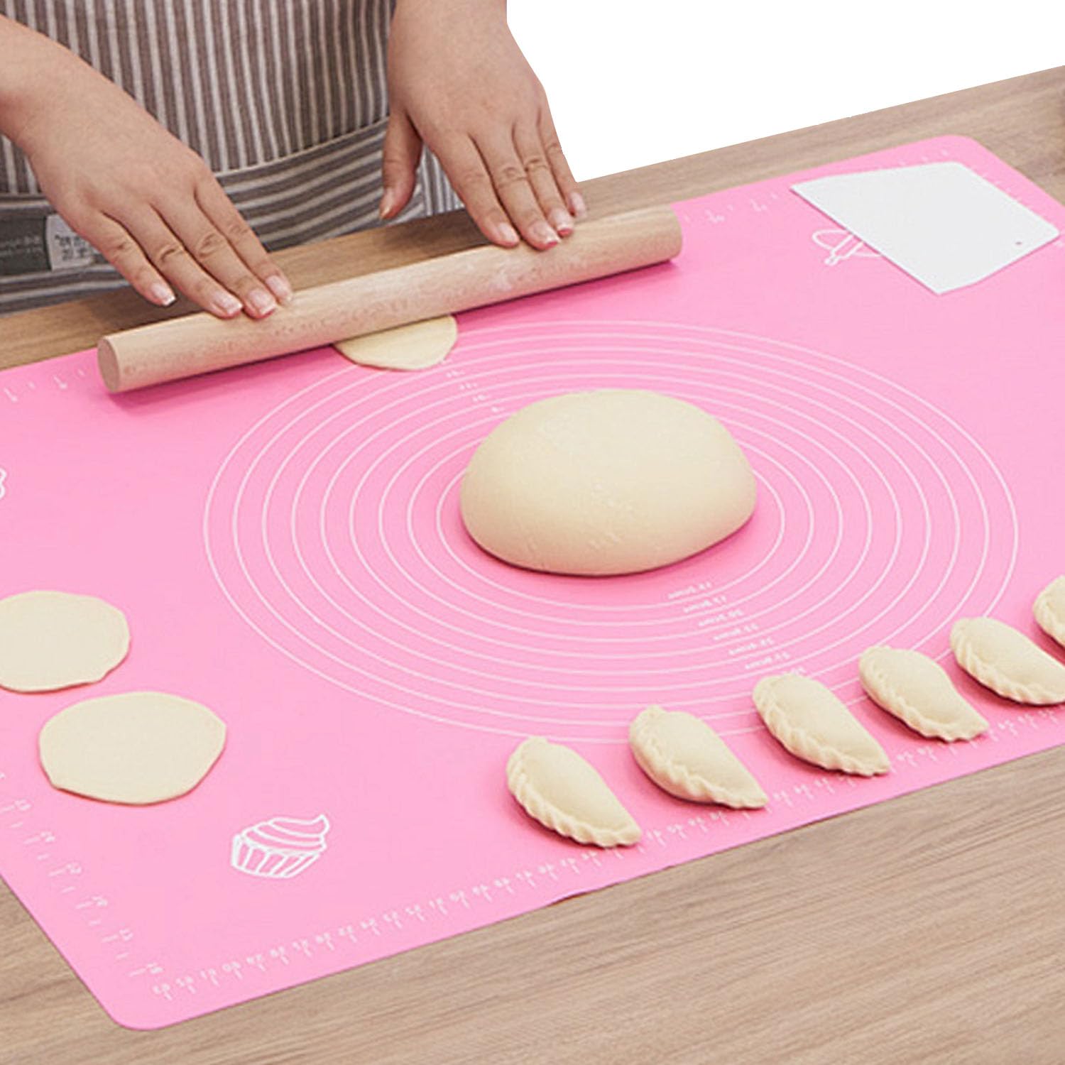 Non-Stick and No-Slip Silicone Baking Pastry Mat, Non Stick Pastry Rolling Mat with Measurement 40×50cm, Non-Slip Silicon Dough kneading Mat (Pink)