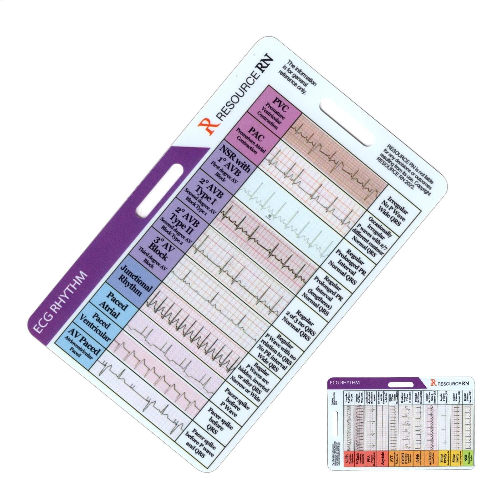 Tarjetas de bolsillo ECG, calibradores de ECG, para enfermeras, tarjetas de bolsillo de tasa de ECG, calibradores de ECG, tarjeta de bolsillo de ritmo ECG/ECG, tarjeta de de