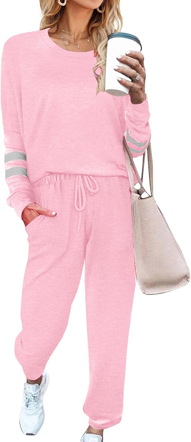 Ekouaer Sweatsuits Womens Loungewear Set Tracksuit Long Sleeve Pajamas Set with Pockets 2 Piece Outfits Lounge Sets