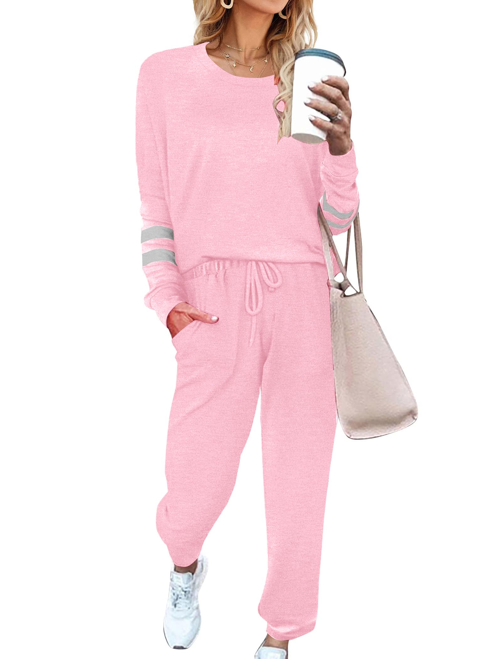 Ekouaer Sweatsuits Womens Loungewear Set Tracksuit Long Sleeve Pajamas Set