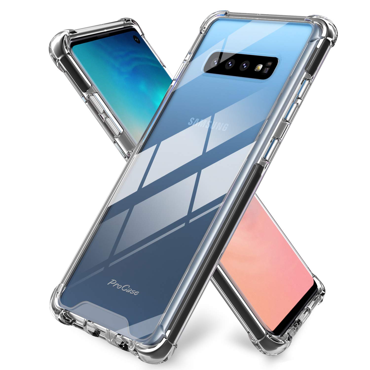 ProCase Galaxy S10 Étui, Housse de Coussin de Pare-Chocs TPU Clear Crystal Slim Clear avec Coins Renforcés, Coque Transparente R