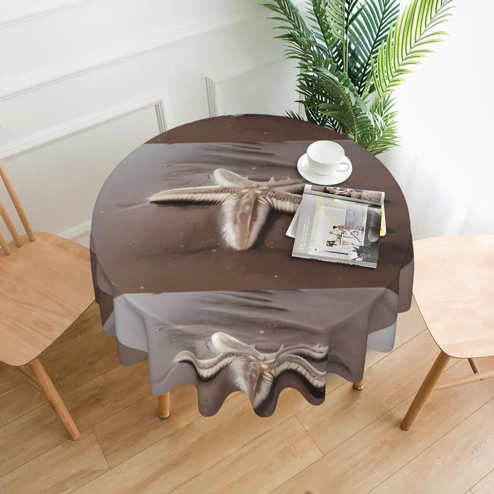 WHJSSF Beach starfish (1) Prints Round Decorative Tablecloth 60in - Elevate Your Dining Experience with a Stylish & Protective Table Throw