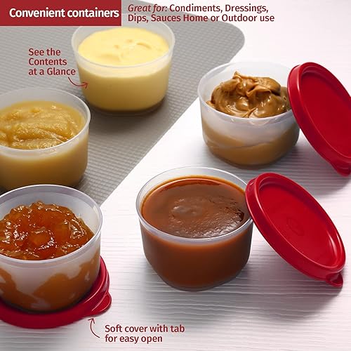 Miniatura 3 de SIGNORA WARE Juego de 8 contenedores reutilizables de plástico para almacenamiento de alimentos, 4 oz. Contenedores apilables herméticos a prueba de