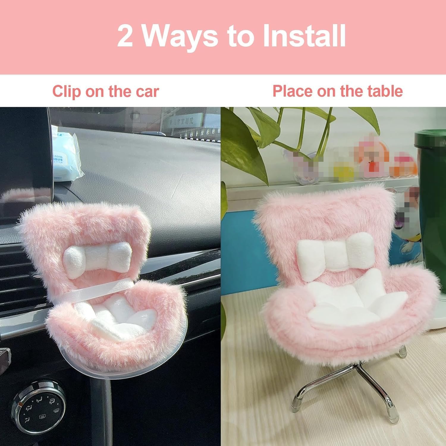 Car Seat for Labubu with Soft Furry Cushion for 10-17cm Dolls, Doll Accessories, Car Air Vent Decor, Includes Seat Leg for Desktop Display (E)