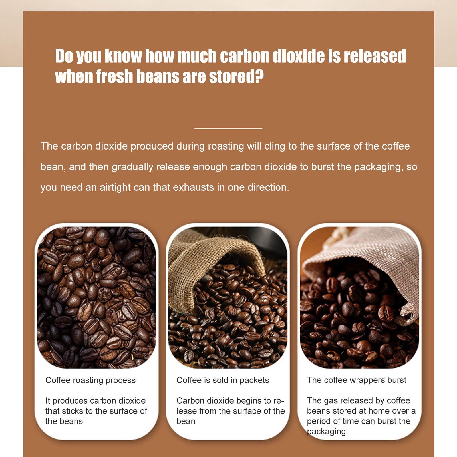 Tanister del caffè ermetico con valvola in acciaio inossidabile 304 e scoop, stoccaggio multiplo per caffè macinato, tè e cibo, mantiene i contenuti più freschi con una potente (YlwxzenithLcPhm9-11)