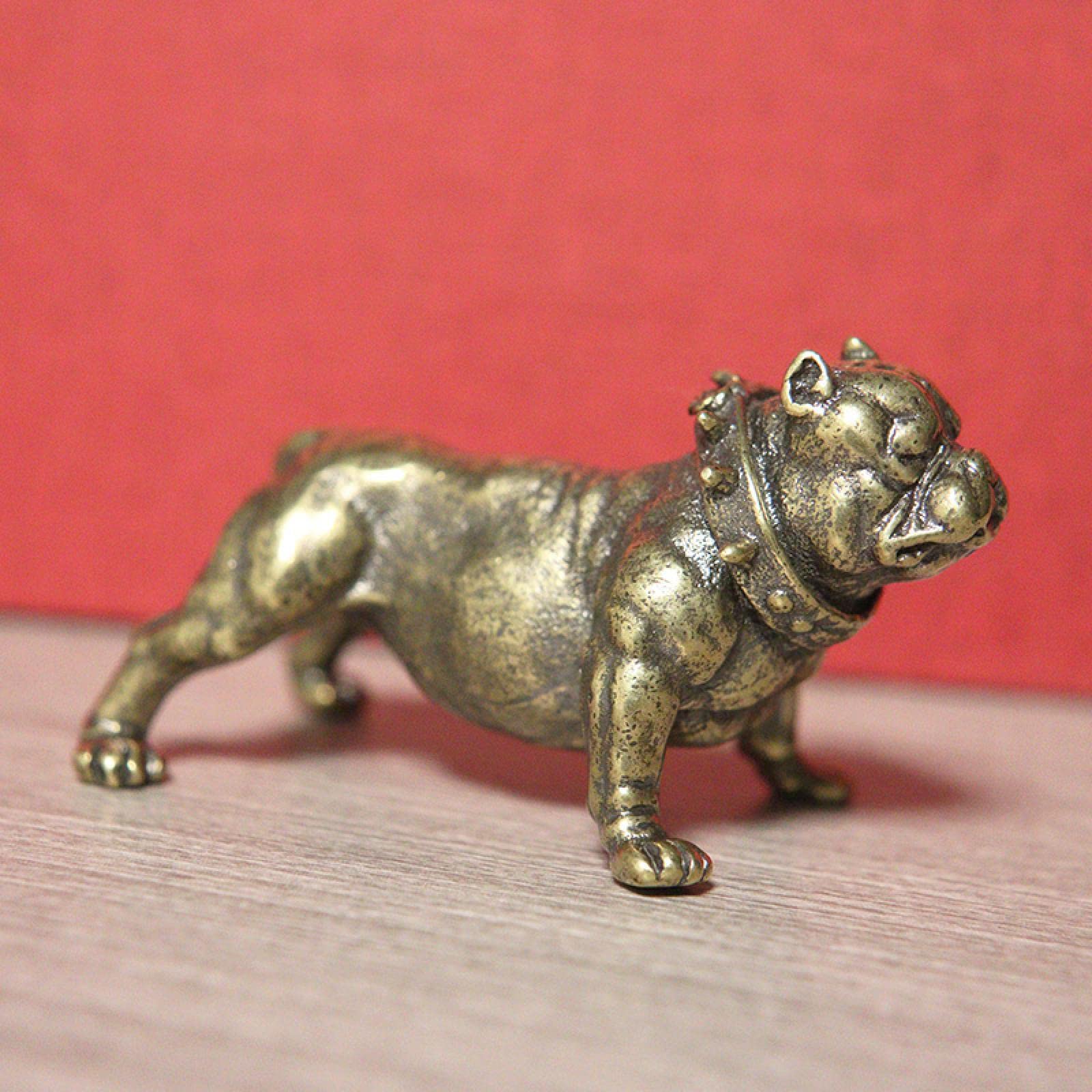 YNIYUJKL Brass Mini Statue Ornaments Brings Peace And Prosperity Decoration Sculptures Figurine Solid Brass Bulldog Statue Heavy Shar Pei Puppy Figurines Miniatures Desktop Ornament Cu
