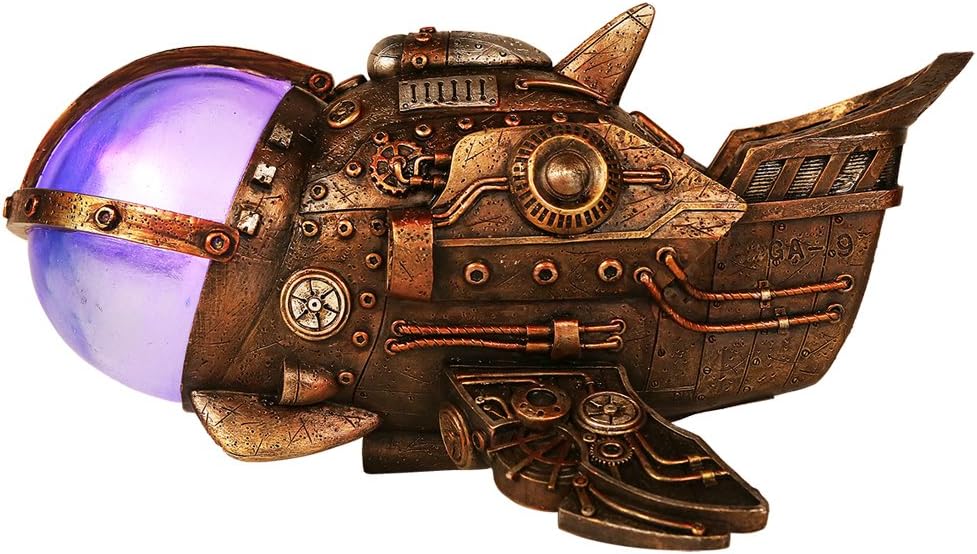 Pacific Giftware Steampunk Universe Space Exploration Spaceship Collectible Sci Fi Fantasy Figurine with Color Changing LED Lights Battery Operated 9.5 Inches Long
