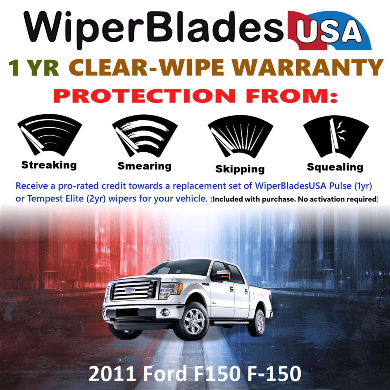 WiperBladesUSA Wiper Blades Set w/ 1yr - Key Features