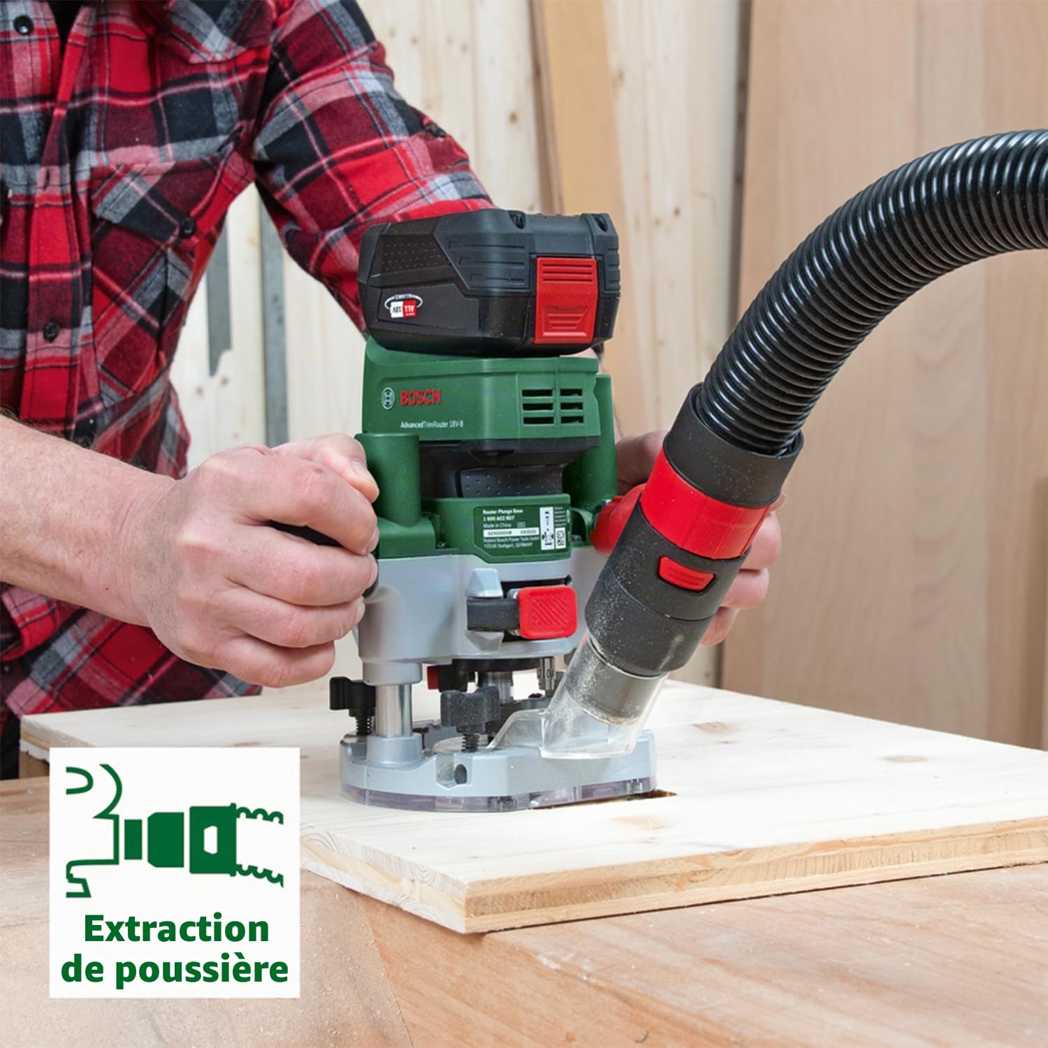 Bosch Home and Garden Base plongeante pour défonceuse compatible avec le AdvancedTrimRouter 18V-8 (pour le fraisage de fentes et de poches)