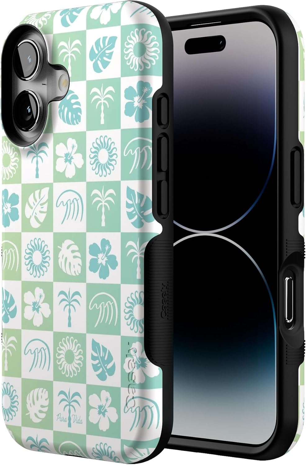 Casely iPhone 16 Case | Pura Vida | Coastal Checkers | Bold Protective Design | Compatible with MagSafe
