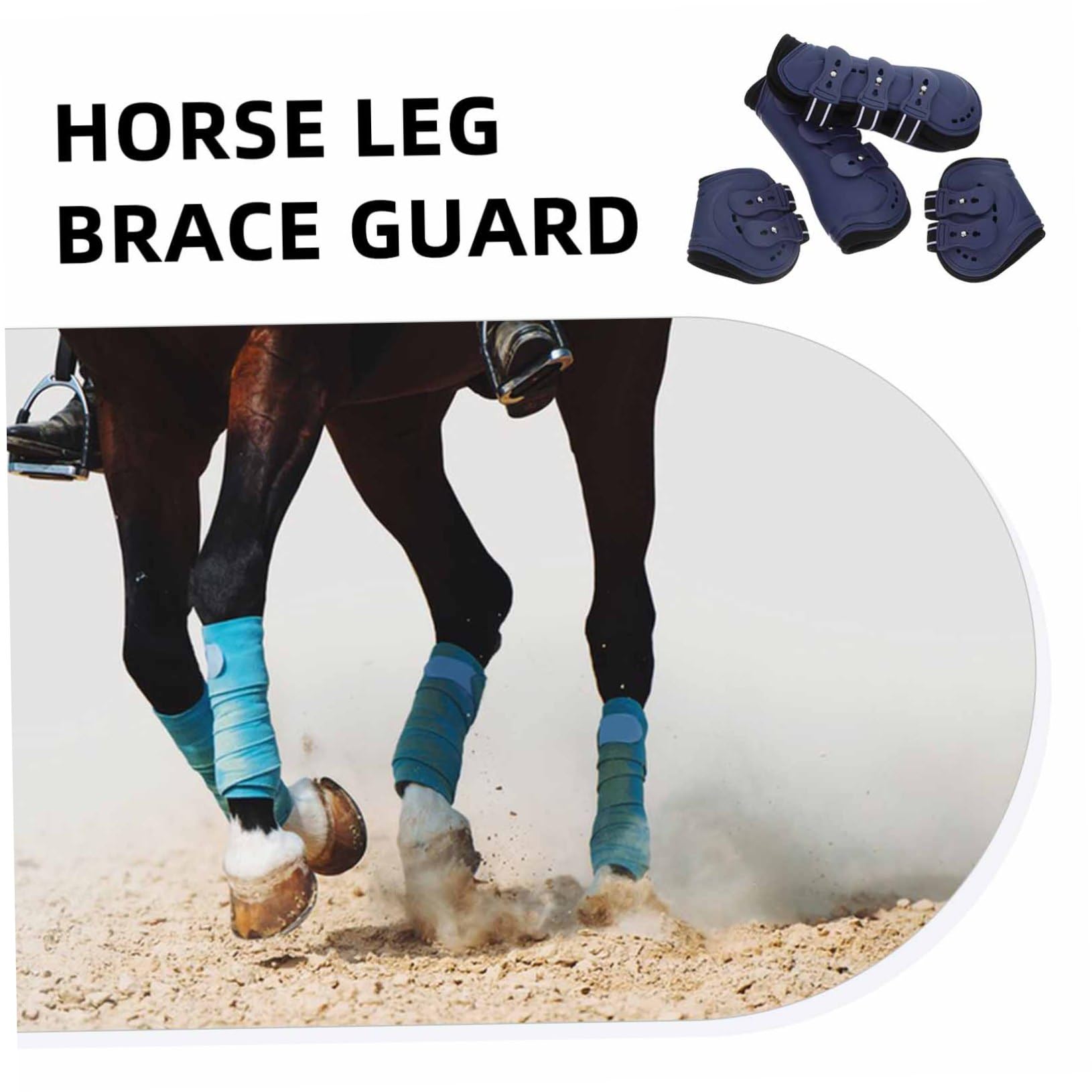 Mikikit 4piezas Botas para Patas De Caballo Polainas para Caballos Parte Delantera Botas De Protección para Patas Deportivas para y Equitación Mediano Color Azul