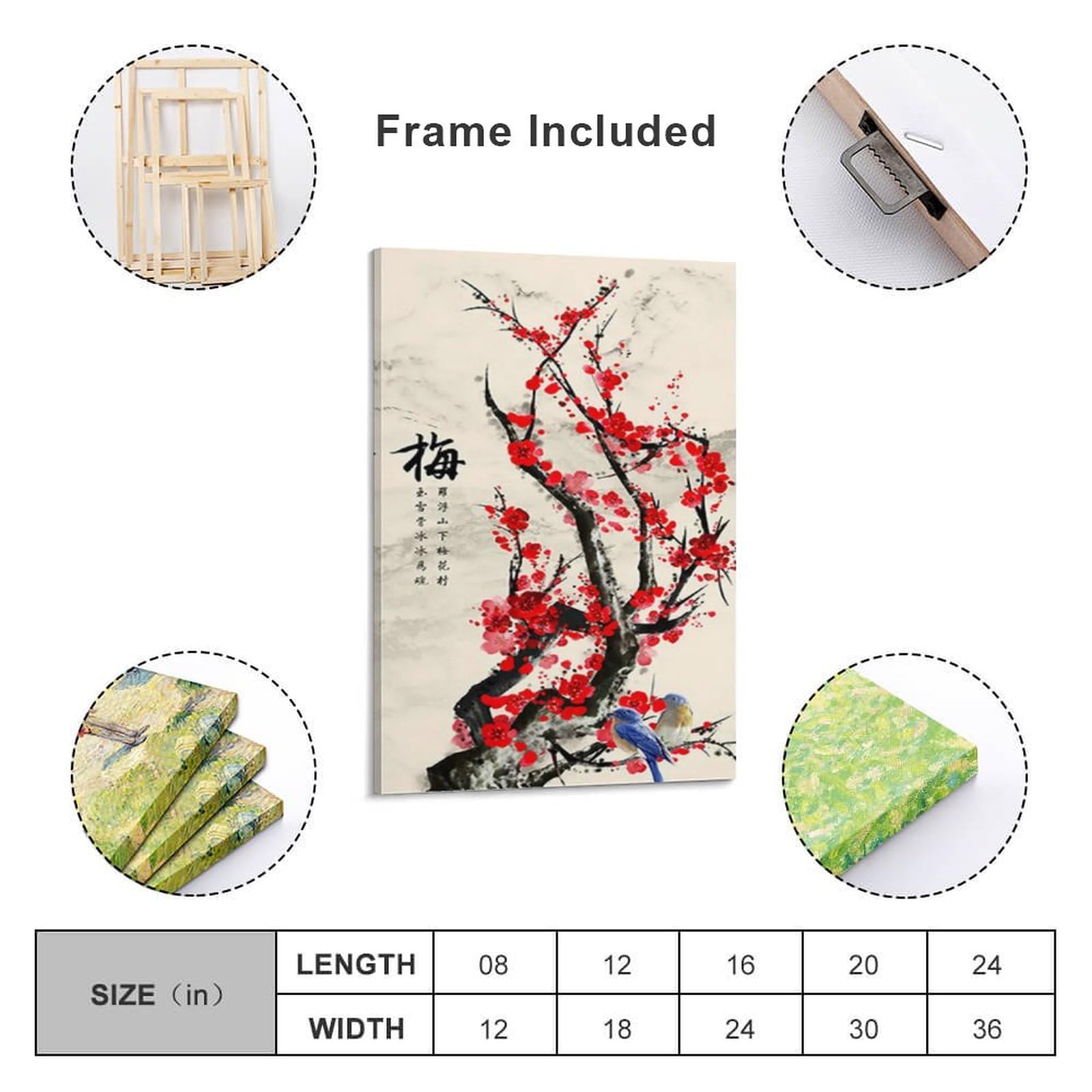 Amazon.co.jp: 梅の花の絵中国の伝統的な筆画ポスター ホーム装飾