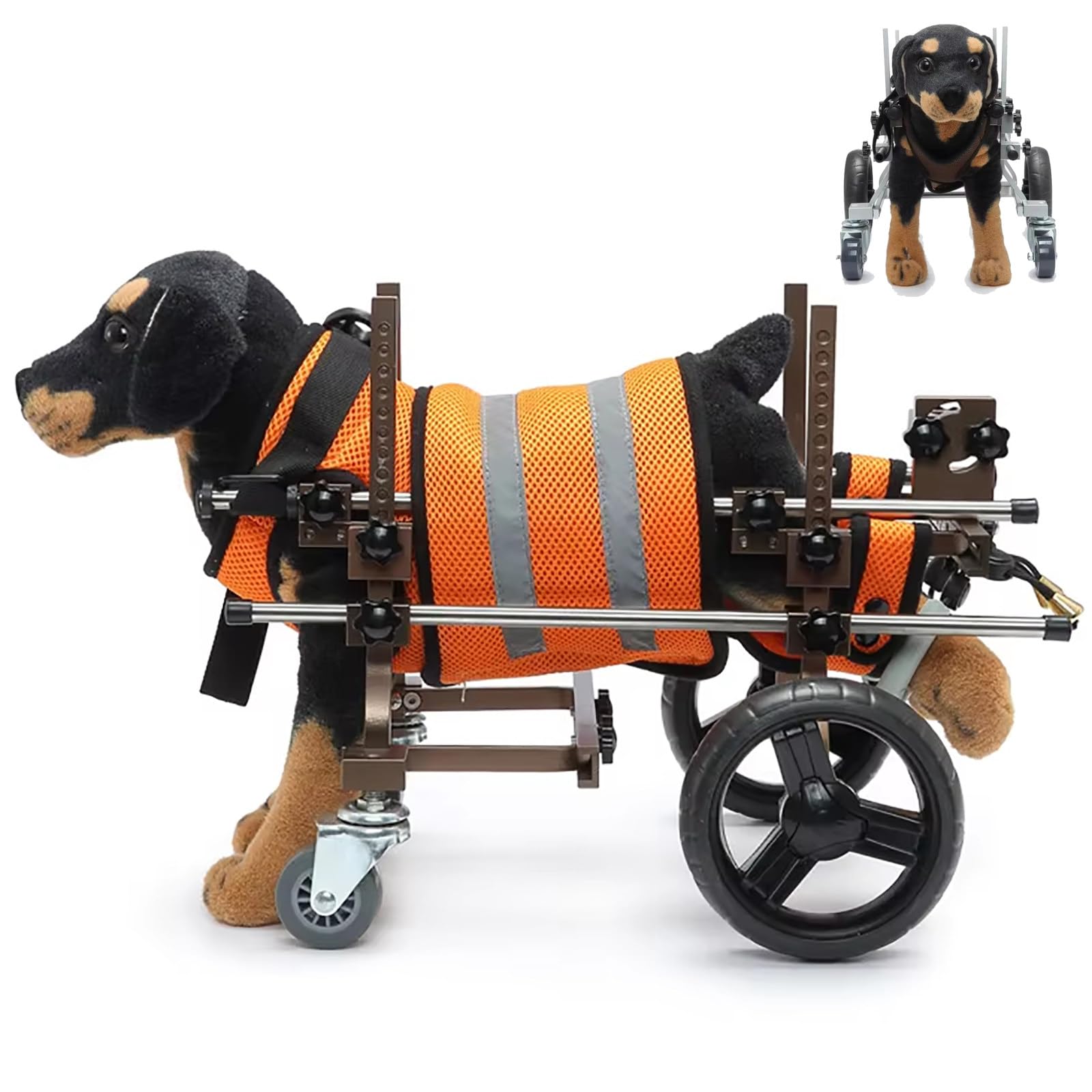 DJFYVAEIO Pet 4-Wheel Wheelchair,Adjustable Dog Wheelchair,4-9kg Load Capacity,Assisted Walking,Easy To Assemble,Aluminum,Handicapped Dogs & Cats A