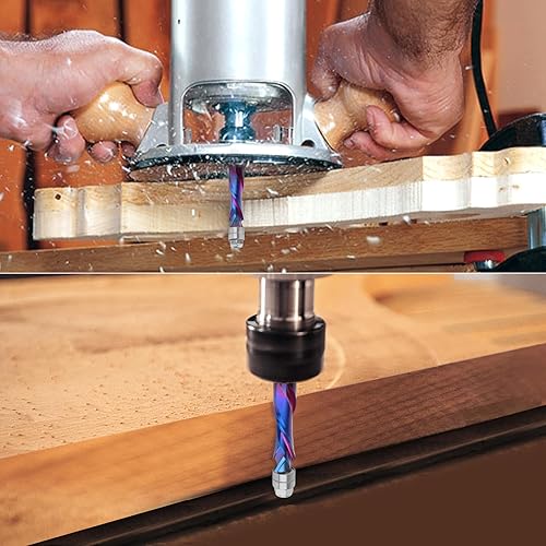 Miniatura 7 de Broca de compresión en espiral para enrutador de 12 pulgada, longitud de corte de 1-12 pulgadas, extra larga de 4 pulgadas, brocas de enrutador en