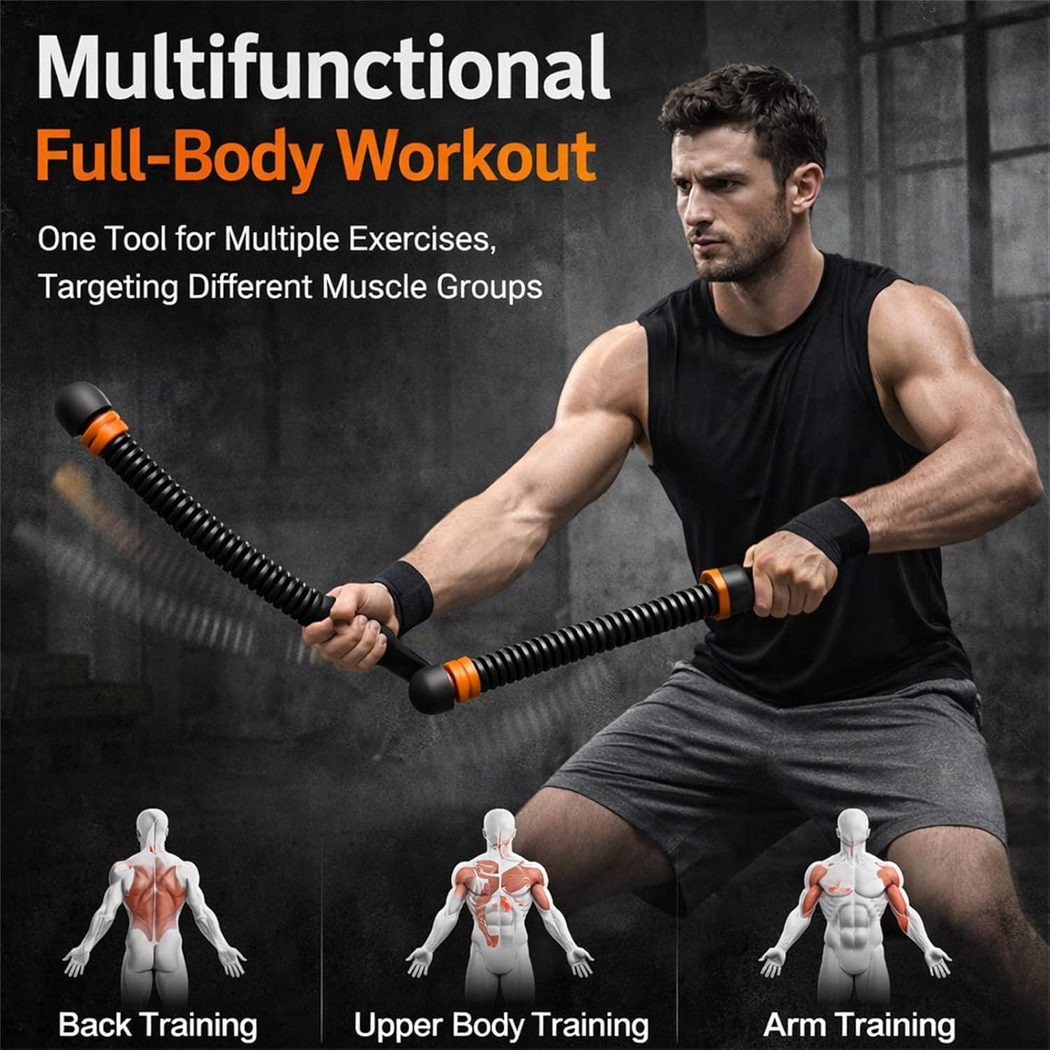 Battle Ropes for Home Gym, 2-Pack Adjustable Ropeless Battle Ropes, Weighted Workout Exercise Rope with Hand Straps (Black-Upgrade)