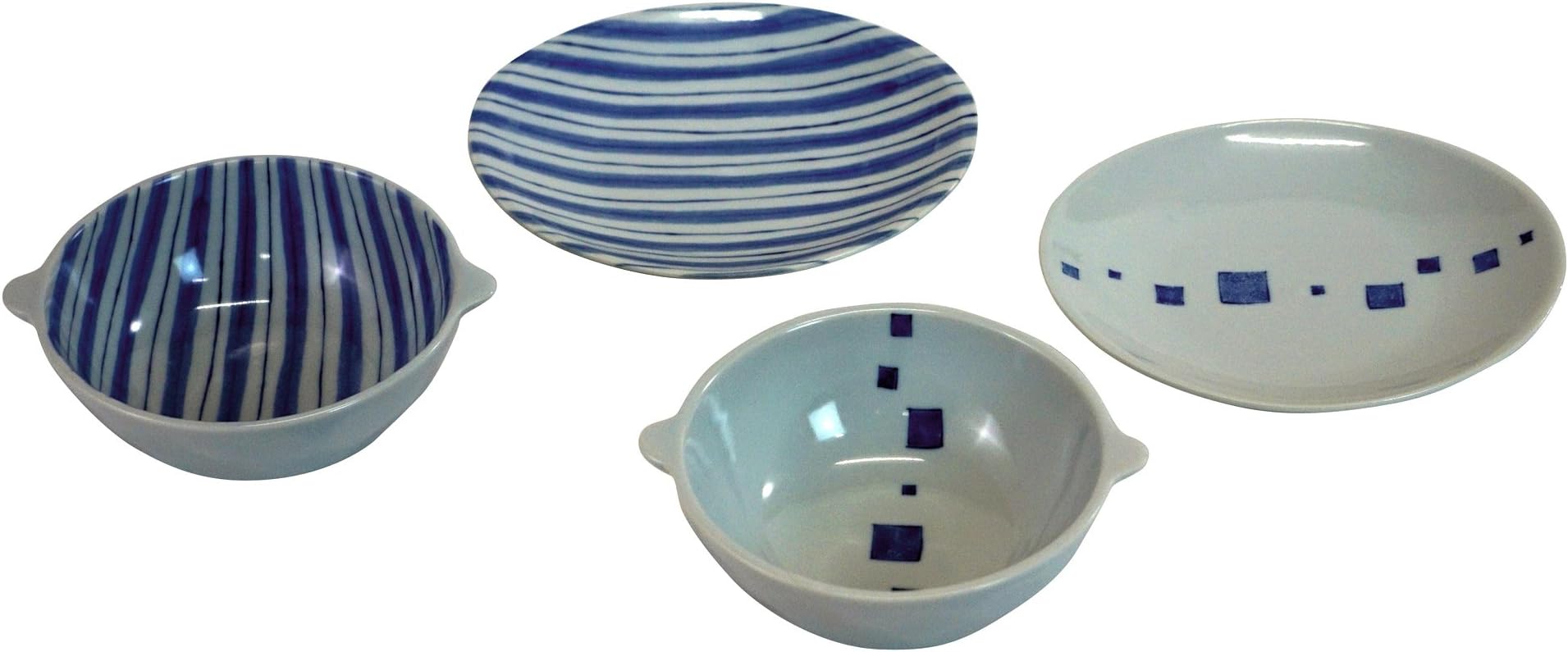 Saikai Pottery Traditional Japanese Hasami-yaki Porcelain Pair Soup Bowls 2 Patterns Set 14140 from Japan