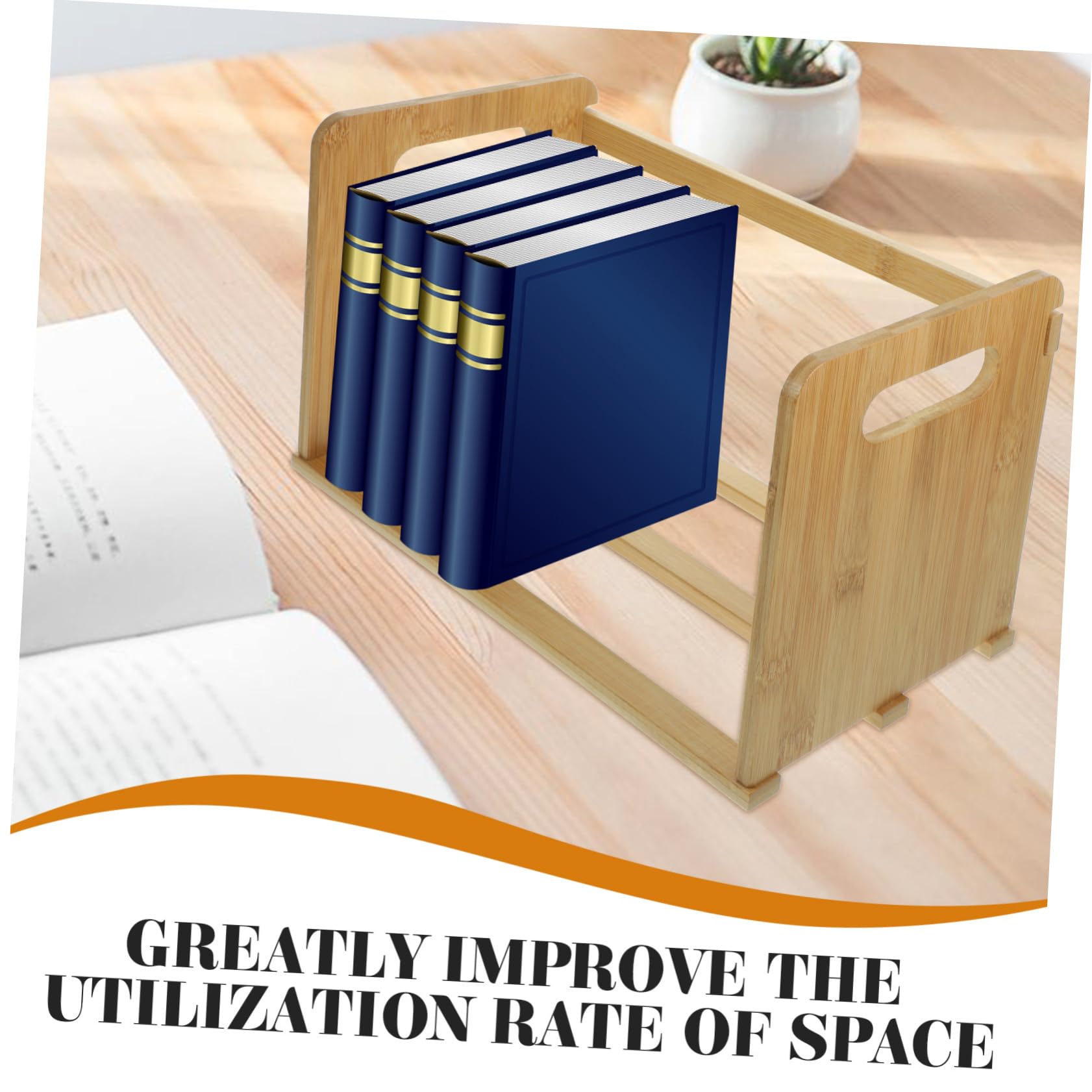 Homoyoyo Espositore per Dischi in Vinile Porta Libri e Riviste Scaffale da Scrivania in Legno Naturale Organizzatore per Ufficio e Casa Design Aperto per Mantenere Ordine
