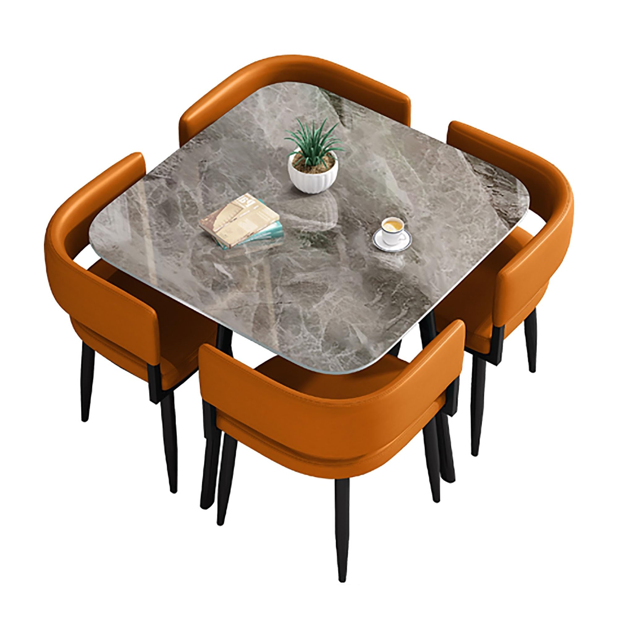 WOTZOV Contemporary 5 Piece Dining Set With Square/Round Table And 4 Chairs Ideal For Small Spaces,Square d 80cm/31.5in