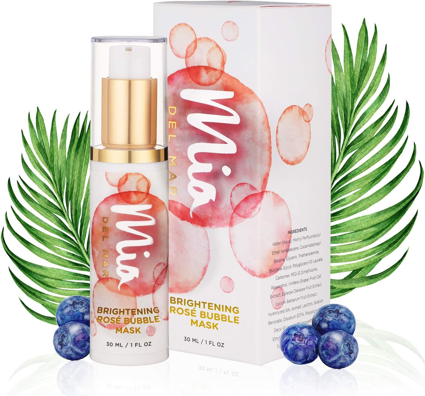 Brightening Champagne Bubble Mask - Rejuvenating Resveratrol and Potent Acai Berry Antioxidants, High Levels of Oxygen Penetrate Deep Into Tissue - Cruelty Free (30ML/1 FL OZ)