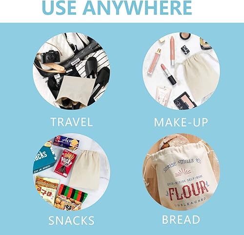 Miniatura 5 de TOPDesign Paquete de 10 bolsas reutilizables de 10 x 12 pulgadas, bolsas de muselina con cordones para compras y almacenamiento, bolsas de algodón