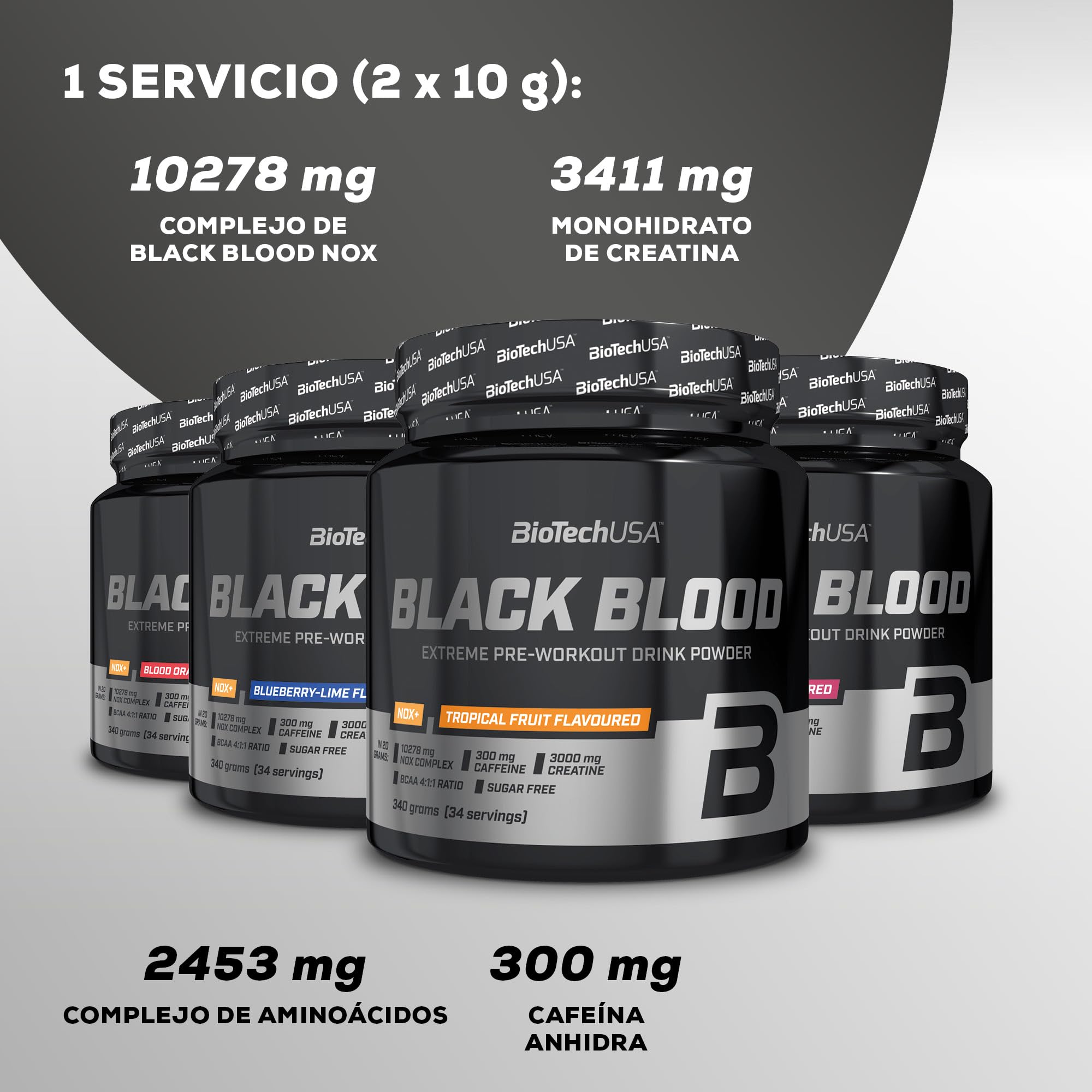 BioTechUSA Black Blood NOX+ | Fórmula preentrenamiento con cafeína