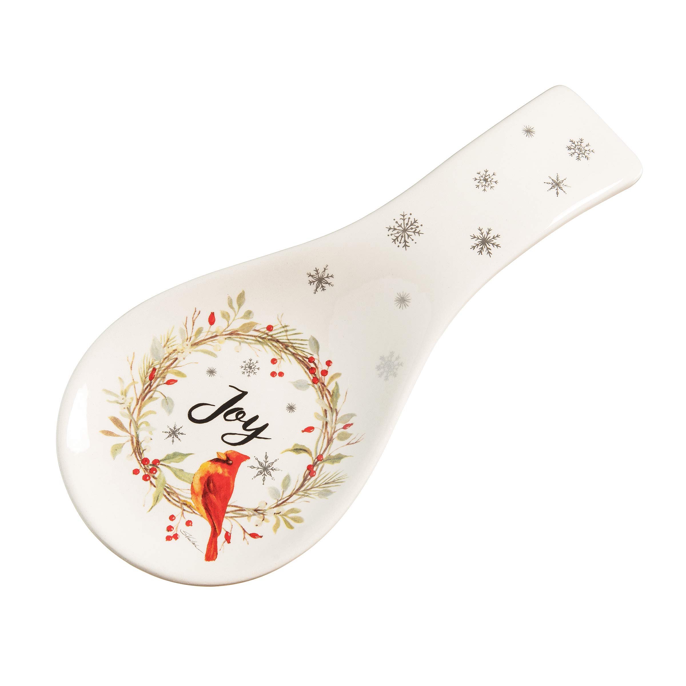 C&F HomeJoy Cardinal Wreath Spoon Rest White