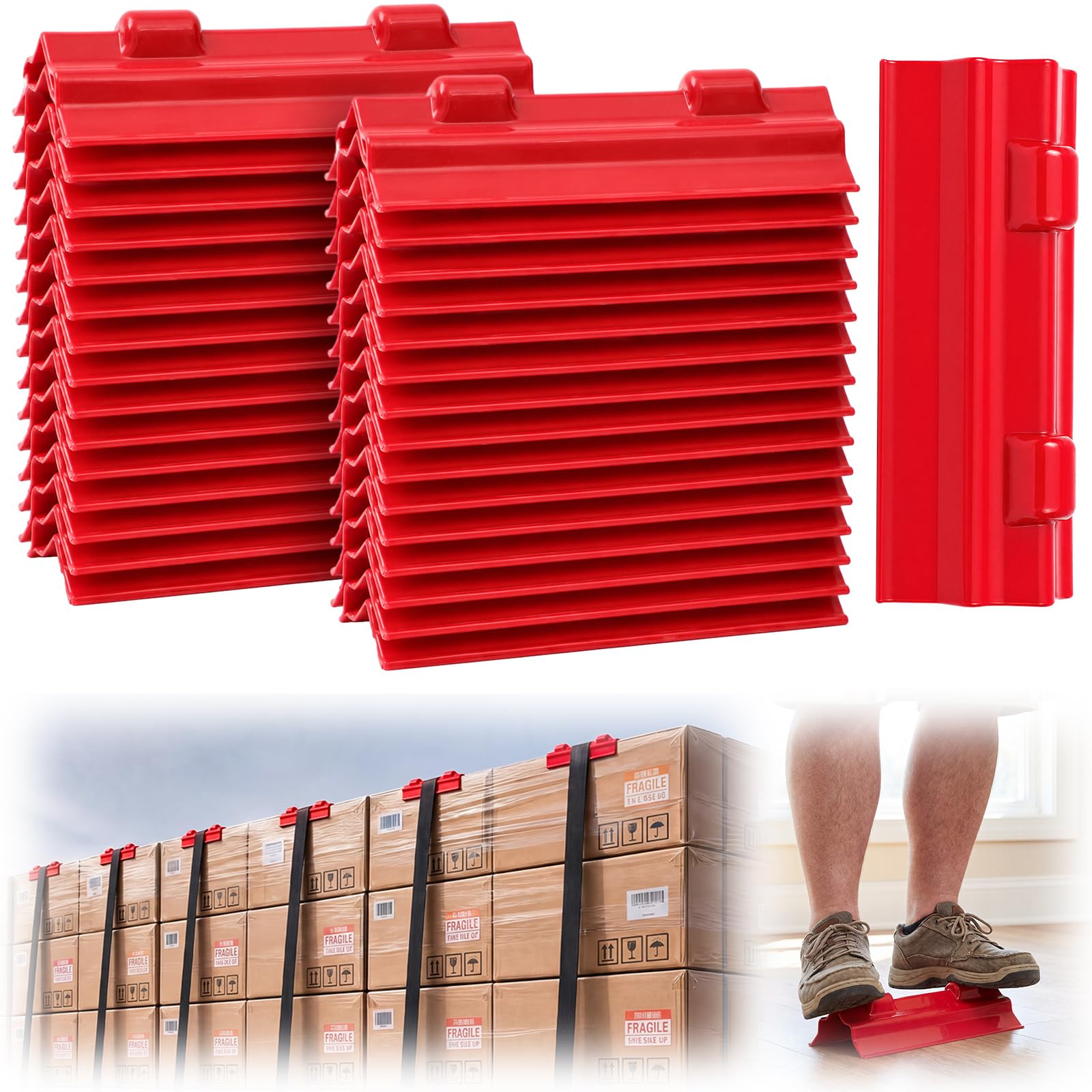 Klyyo 30 Pcs Red Corner Protectors Truck Load 4x4x11 In, Flat Style