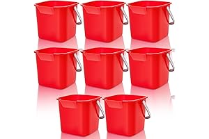8 Red 3QT Sanitizer Buckets for Restaurant Commercial Grade