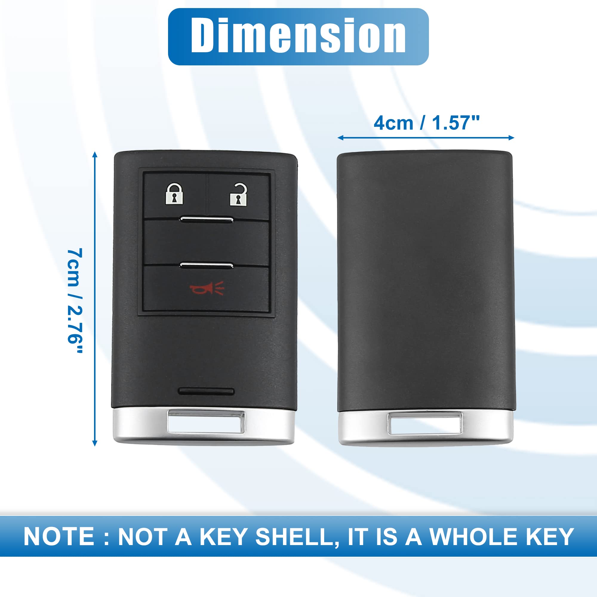 DUNSIHUI Replacement Key Fob Remote For 2010-2015 Cadillac SRX - 3 Button 315MHz (NBG009768T)