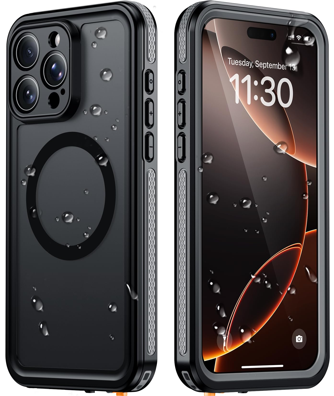 Temdan Designed for iPhone 16 Pro Case Waterproof, Black