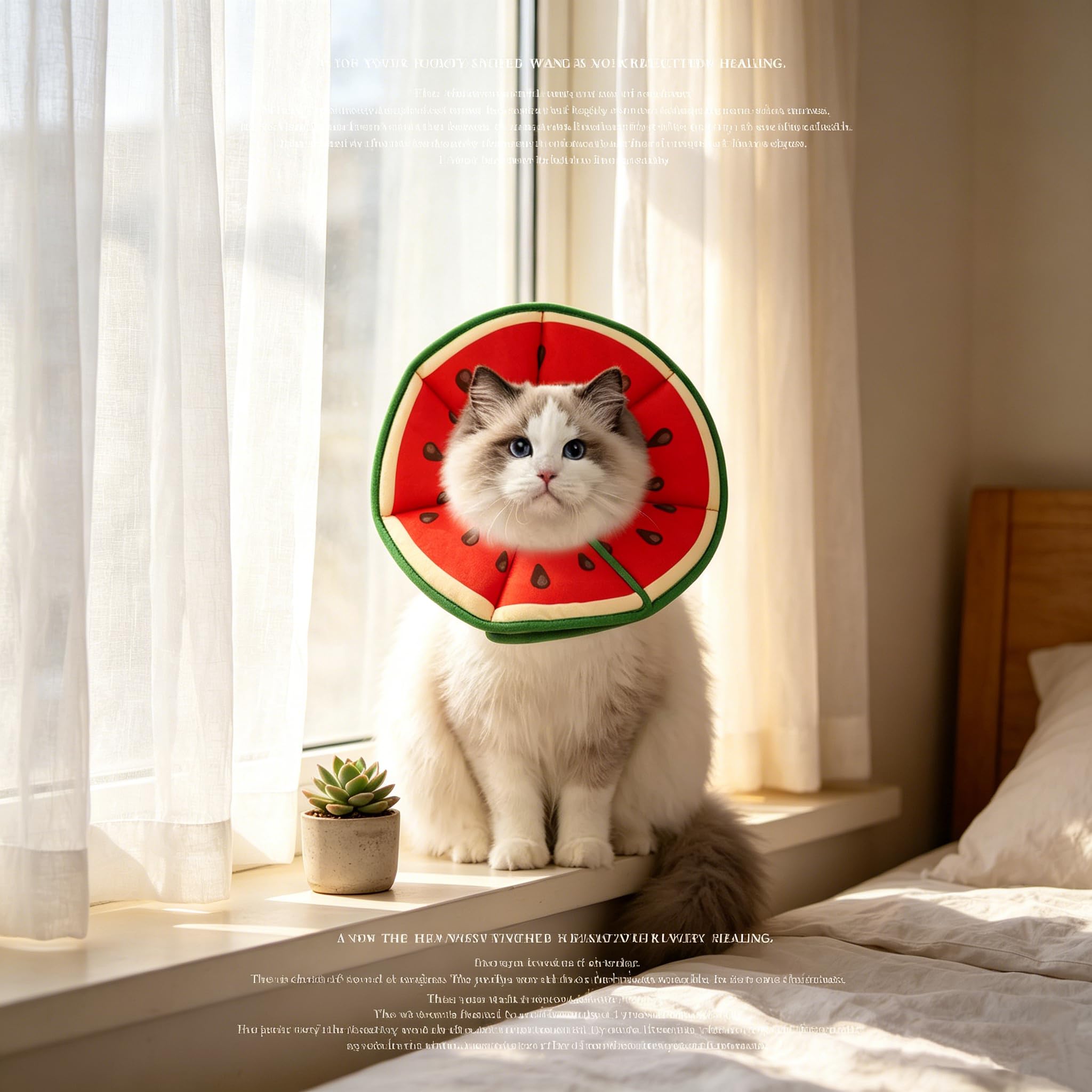 Réglable Collerette Chat Anti Lechage, Collerettes pour Chats Forme De Pastèque Douce, Collerette Chat Anti Grattage TêTe pour La RéCupération Postopératoire, Convient Aux Petits Chiens Et Chats(M)