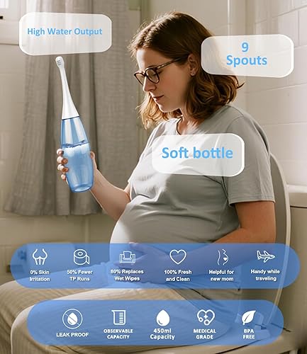 Miniatura 4 de Botella de bidé portátil posparto – Botella perineal para viajes, rociador de botella peri boca abajo para mujer, limpieza vaginal, recuperación,