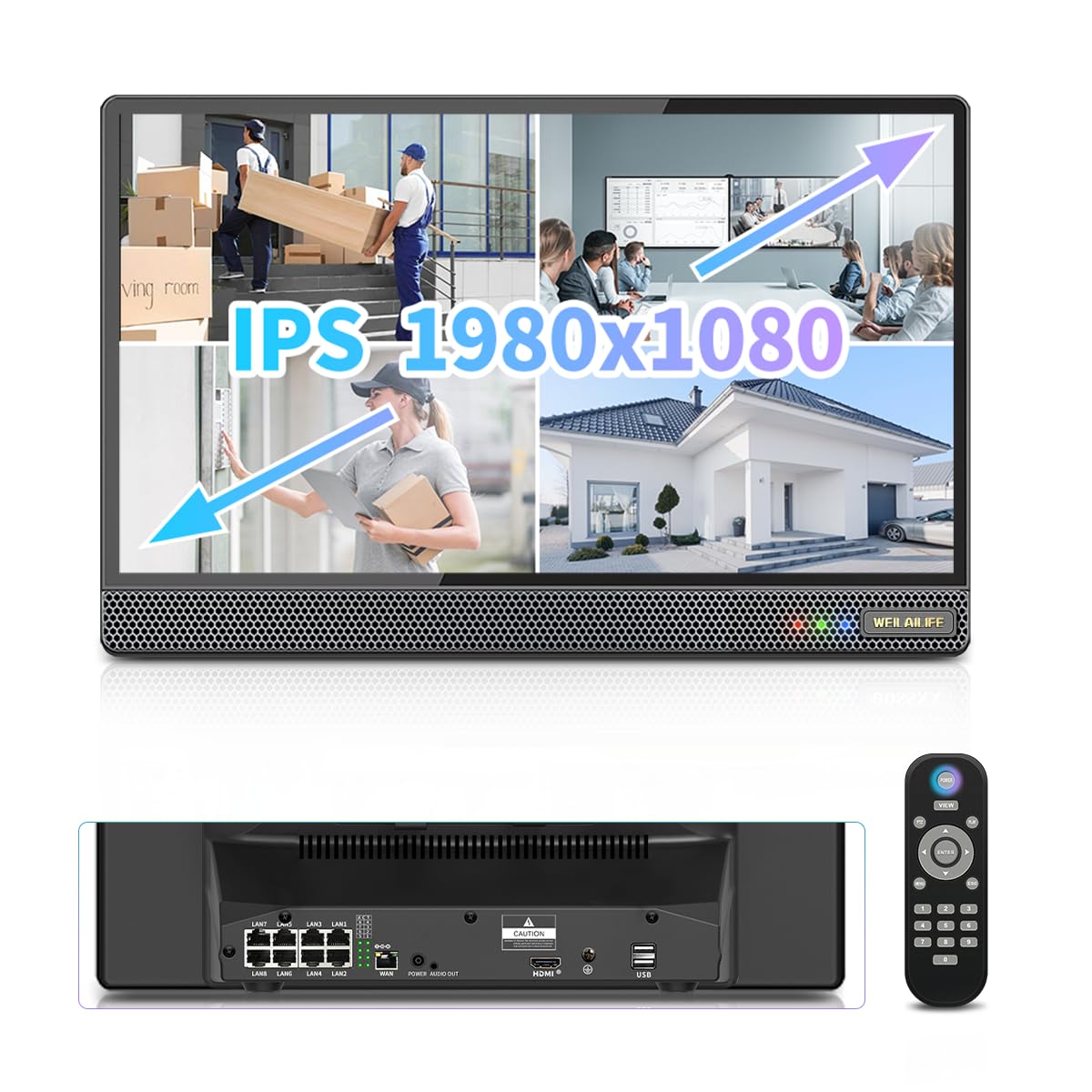 Registratore 4K tutto in uno POE NVR con monitor IPS da 15,6 pollici senza