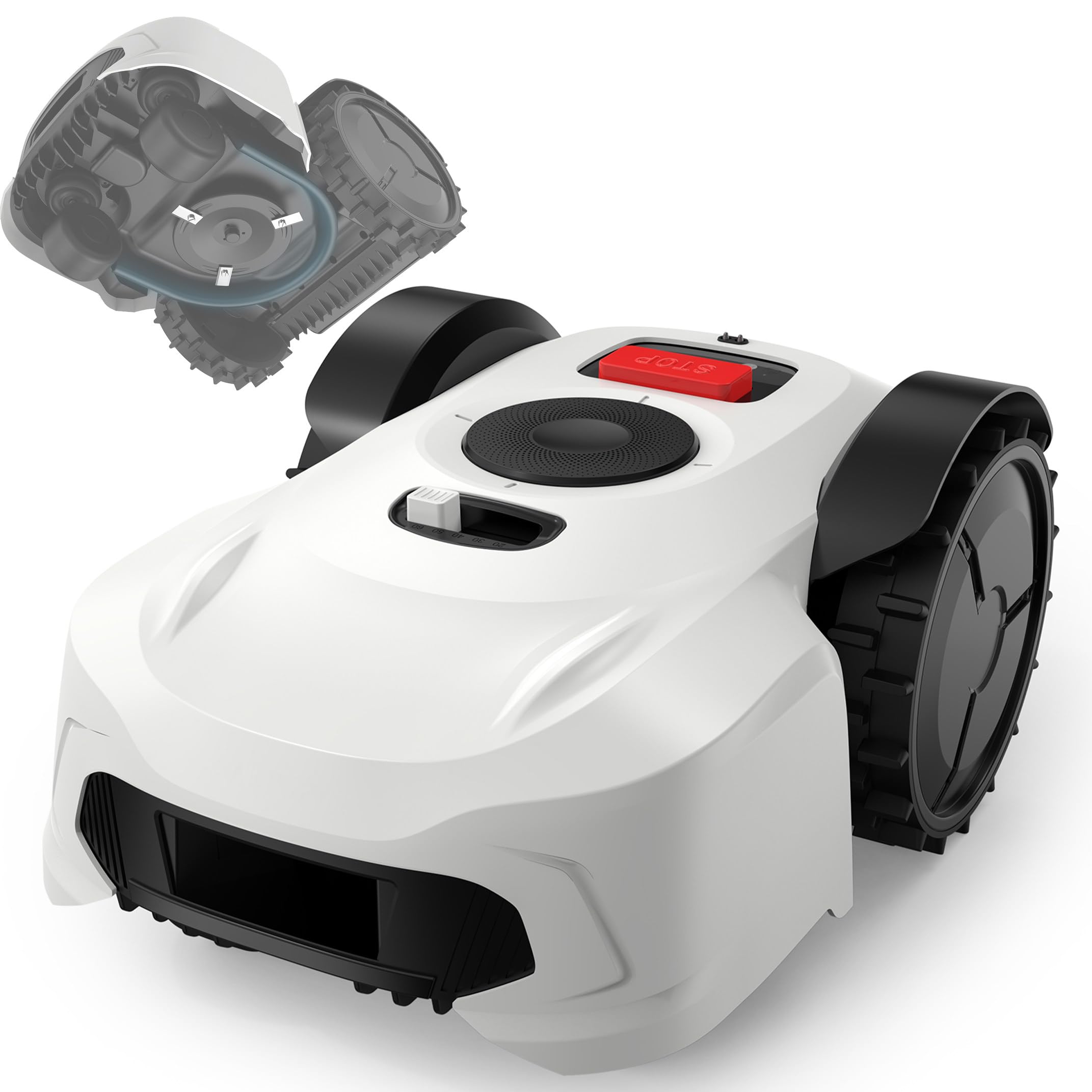 Cortacésped robótico RTK con visión Libre de Cables perimetrales para césped de 1/4 de Acre, mapeo automatizado, Control por aplicación, prevención de obstáculos 3D y Corte sin Bordes.