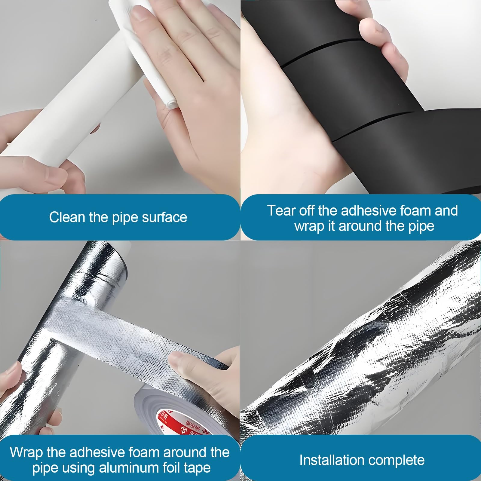 Isolante per Tubature Cotone Ignifugo Resistente Alle Alte Temperature, Utomhus Frostskyddsisoleringsrör Casa e Impianti Esterni Palestra(500*3*0.3cm)