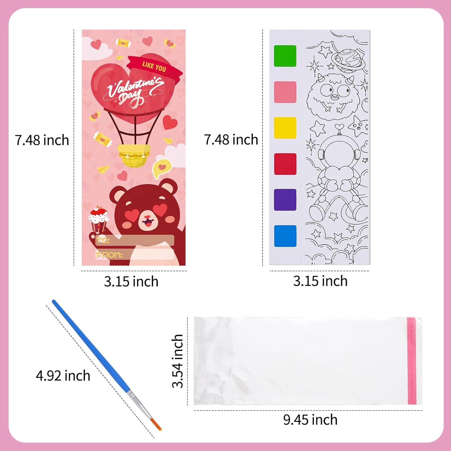 Valentines Day Gifts for Kids 24 Pack Valentines Day Cards with Watercolor Coloring Books for Boys Girls Watercolor Painting Book for Toddlers Valentine School Exchange Gift Classroom Party Favors