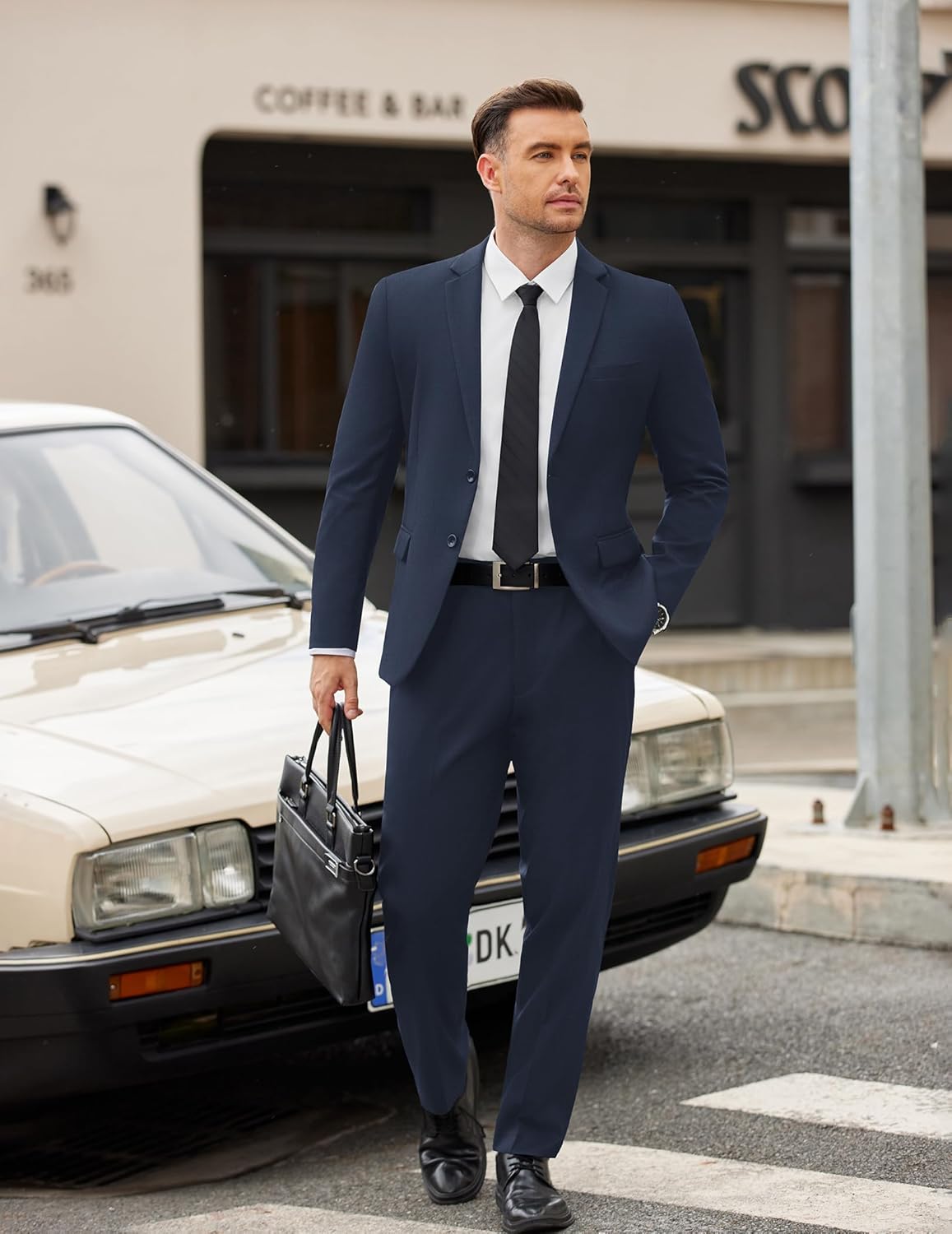 COOFANDY Men's 2 Piece Suits Classic Fit Suit Set 2 Button Blazer Jacket and Dress Pants for Wedding Business Prom - Image 4