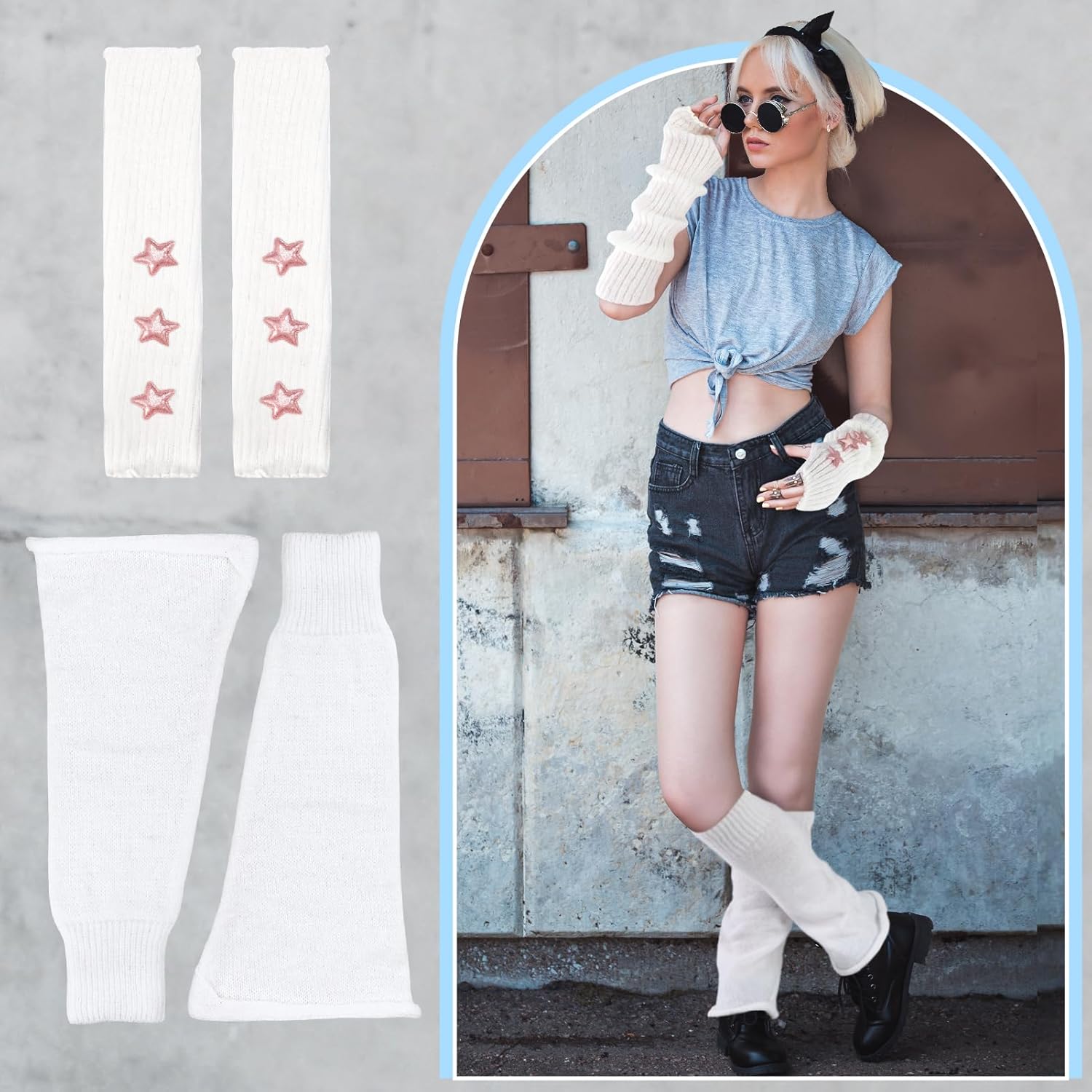 4 Pairs Y2K Leg Warmers for Women Star Arm Warmers Streetwear Retro Stretchy Leg Cover for Dance Accessories Cosplay - Image 3