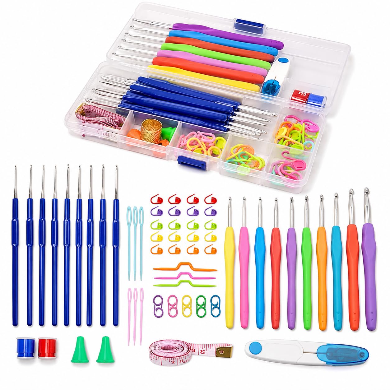 Crochet Hook and Knitting Needle Set 53 Pcs with Ergonomic Soft Grip Handles, Stitch Markers, Row Counters, Measuring Tape and Storage Case | Knitting Accessories Kit for Beginners and Experts-image-25