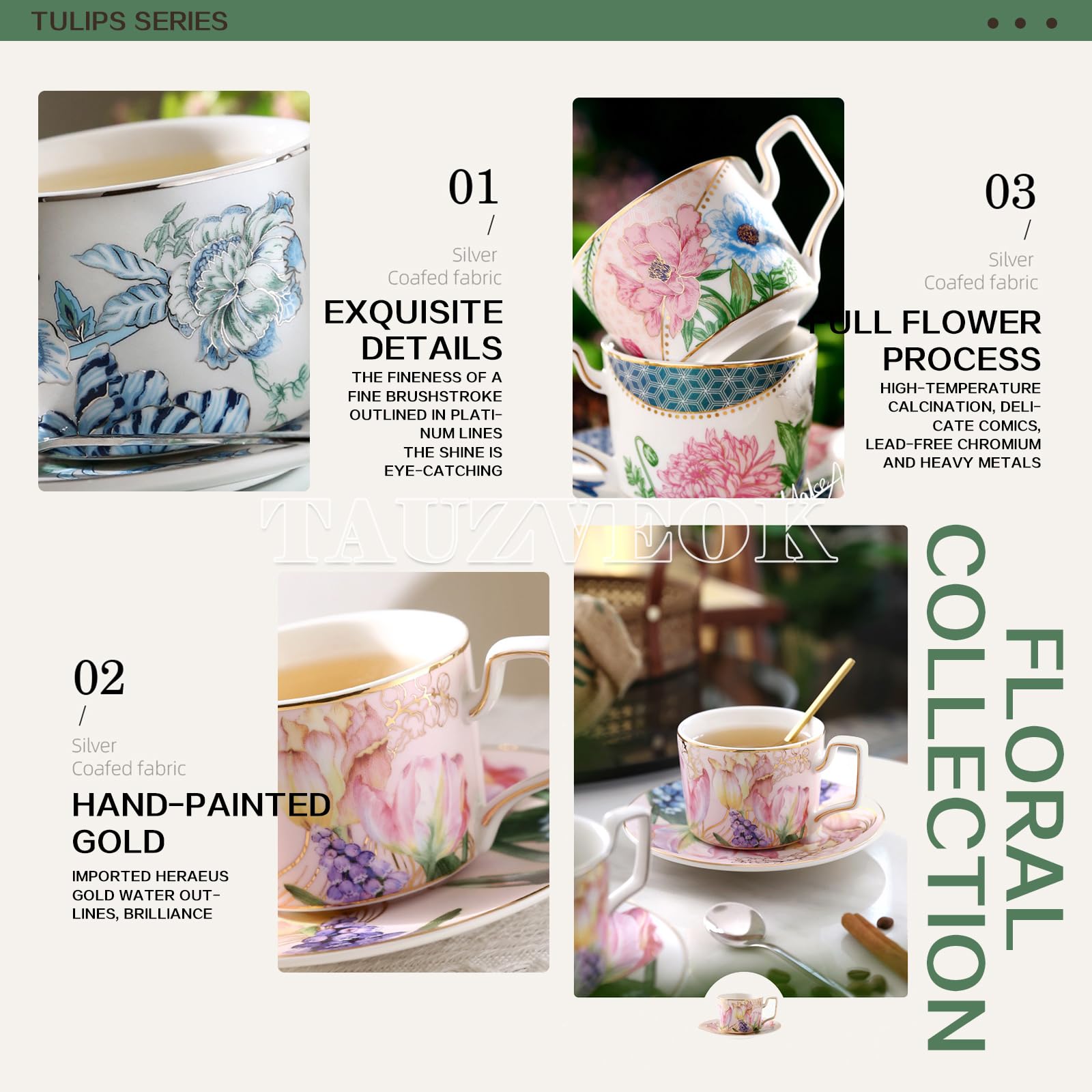 Zestaw filiżanek do kawy espresso ze spodkiem i łyżką, 200 ml kwiatowe kubki ceramiczne, kolorowe porcelanowe filiżanki do herbaty i cappuccino, idealne do użytku domowego lub kawiarni