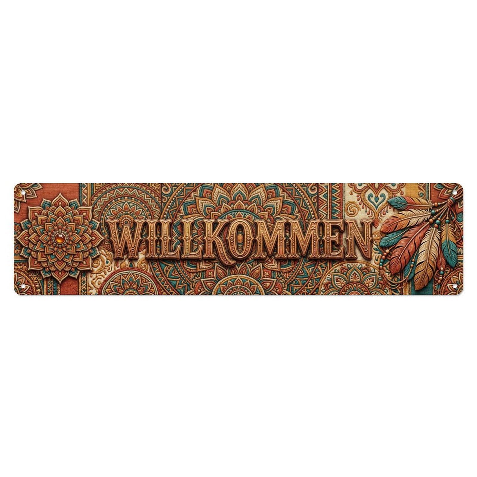 Bohemian Ethnic Textile Welcome Metal Tin Sign