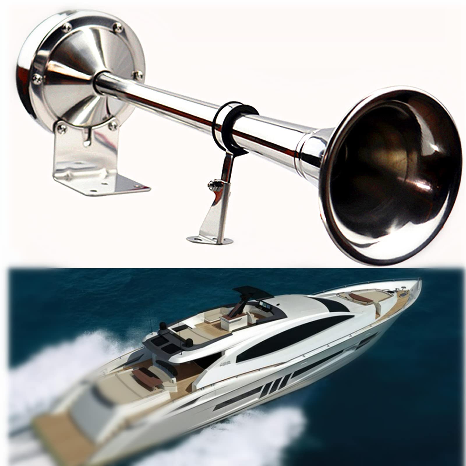 Clacson per Auto Marine Barca Horn 304 singolo Tromba Clacson per Barca Clacson Elettrico per auto 160DB Clacson per Nave argento Camion altoparlante Car Horn per 12V nave auto barca yacht ecc