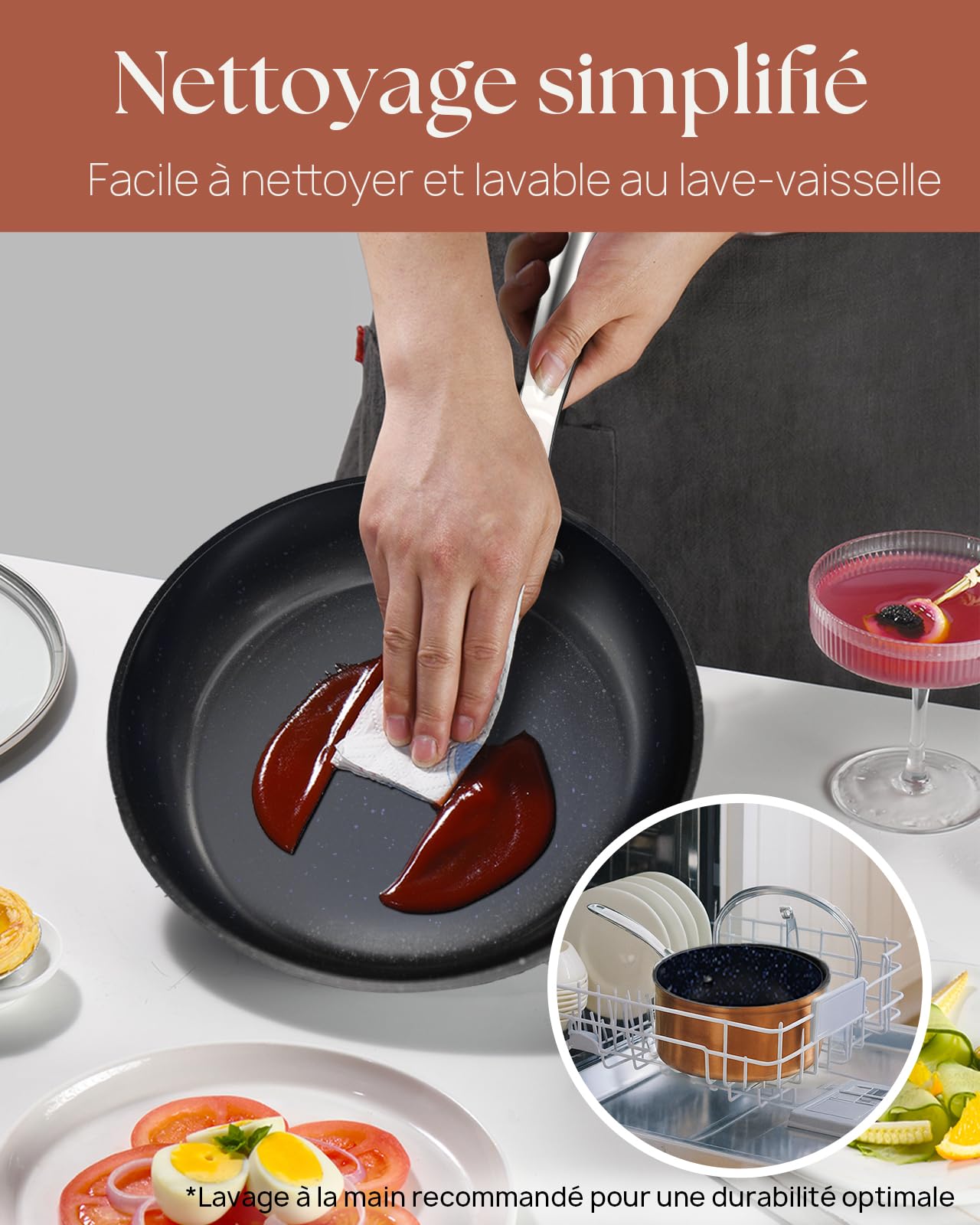 Nuwave Olla 4,7L en Cerámica Antiadherente Duralon Blue en Cobre Rústico, sin PFAS, Compatible con Inducción, Apta para Lavavajillas y Horno, Asas Stay Cool, Resistente a los Arañazos