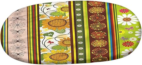 Miniatura 3 de Mantel ajustable ovalado de poliéster con bordes elásticos florales, almohadilla de mesa ajustable con diseño de flores ornamentales, se adapta a