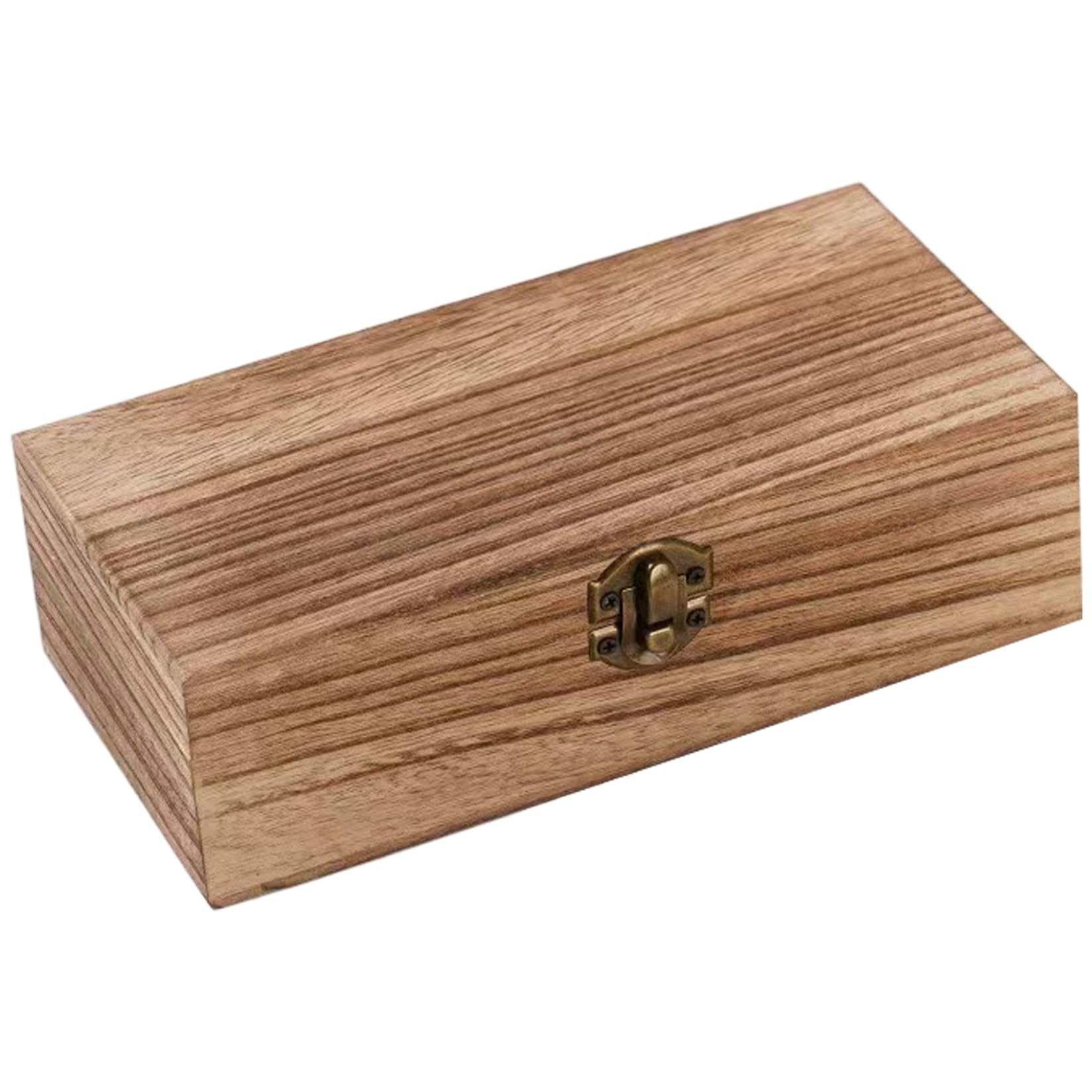 Wilafury Wooden Keepsake Box with Hinged Lid, Vintage Small Jewelry Storage Box & Desk Organizer, 20x10x6 cm, Light Brown