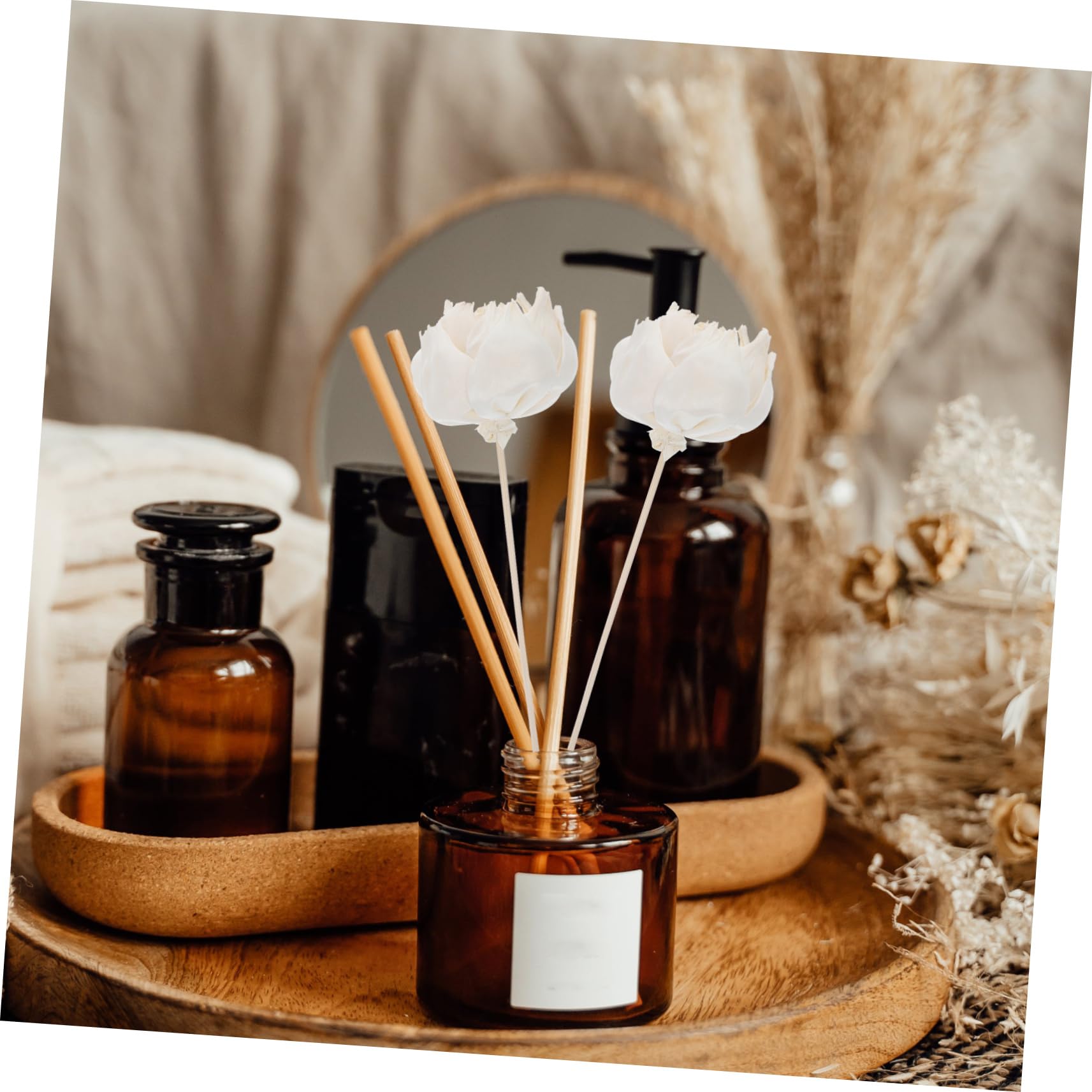 12pièces Fleurs Séchées Naturelles pour Diffuseur Huiles Essentielles Accessoires Aromathérapie avec De Couleur Naturelle