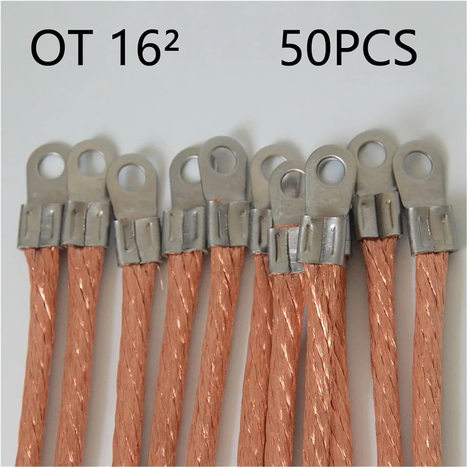 grounding Wire Pure Copper Bridge grounding Wire, Stainless Steel Terminal, Flat Wire Flexible Connection, Distribution Box Door Jumper(OT 16²(1),200MM_Aperture 8)