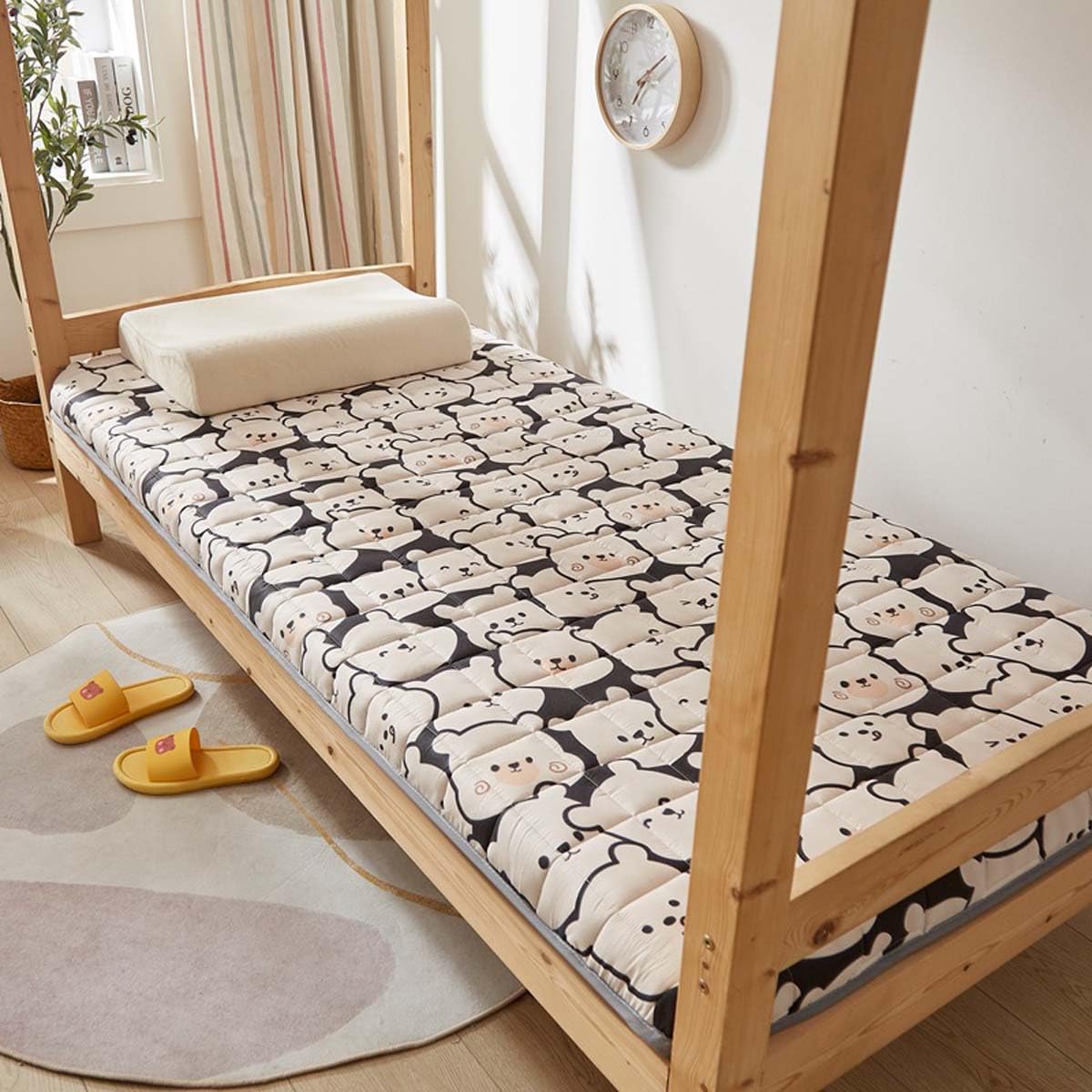 Danchen Japanische Futon-Matratze, faltbare Tatami-Matte, Schlafunterlage für Boden, Gäste, Schlafsäle, Lounge, Camping, extra weich und tragbar (Doppelbett 120 x 200 cm, Bär)