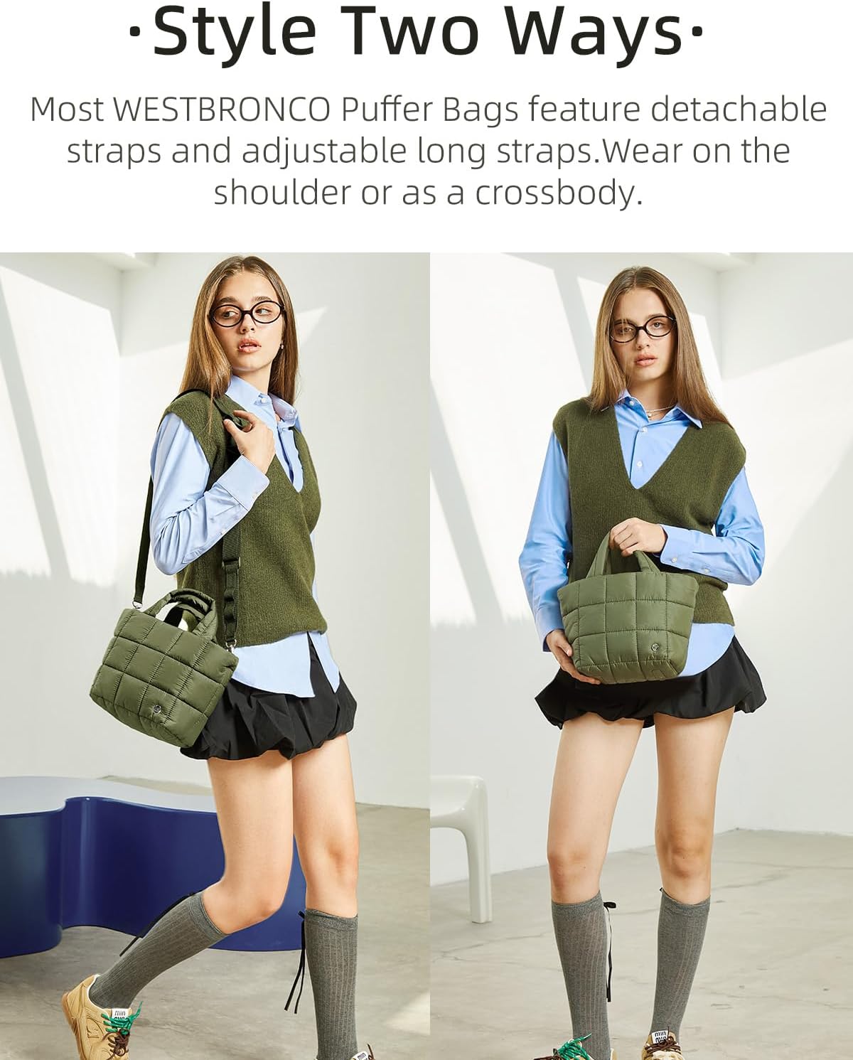 WESTBRONCO Mini Puffer Bag Quilted Crossbody Bags for Women Small Puffy Purse Nylon Shoulder Handbag with Adjustable Strap - Image 5